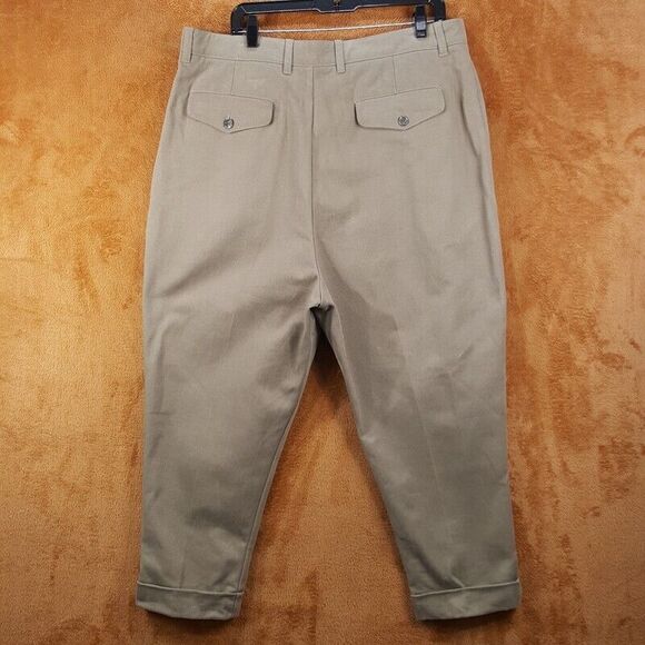AMI PARIS Mens Pants Large Tan Pleated Tapered Cuff Ankle CARROT Trouser $405 - Picture 7 of 12
